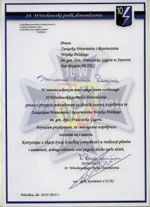 dyplom od 10 pułku